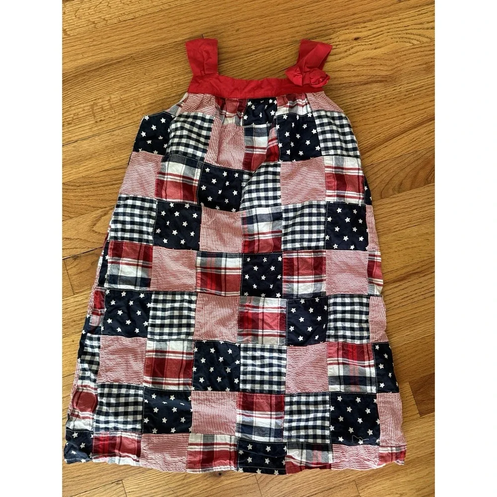 Gymboree Girls 10 American Cutie Plaid Madras Shift‎ Dress Patriotic